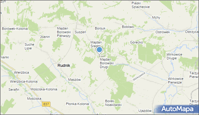 mapa Majdan Borowski Drugi, Majdan Borowski Drugi na mapie Targeo